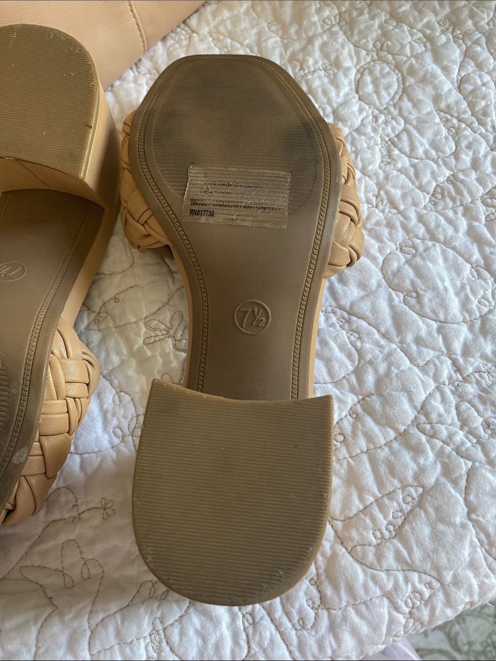 a new day Tan Braided Block Heel Slide Mules and matching Handbag included - Picture 5 of 6
